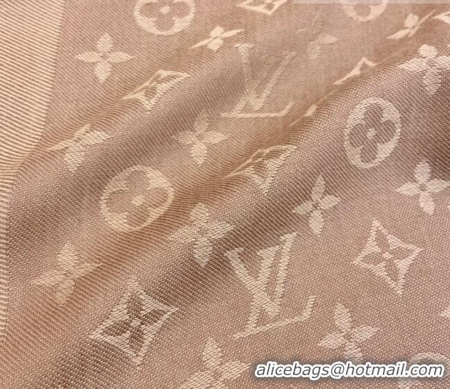 Popular Style Louis Vuitton LV Shine Monogram Shawl Scarf 142cm 8149 Beige 2022