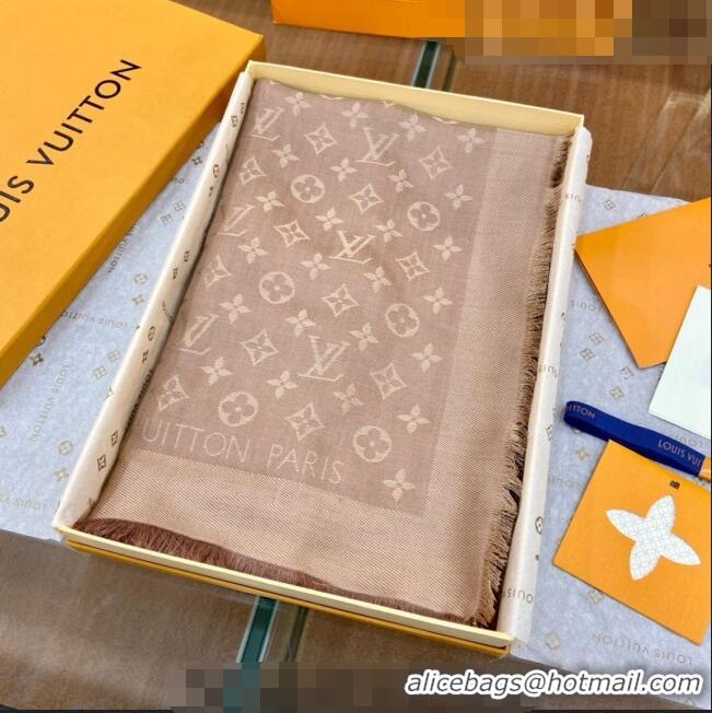 Popular Style Louis Vuitton LV Shine Monogram Shawl Scarf 142cm 8149 Beige 2022