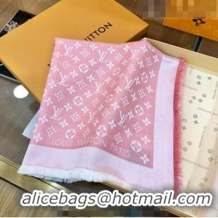 Super Quality Louis Vuitton LV Shine Monogram Shawl Scarf 142cm 8149 Light Pink 2022