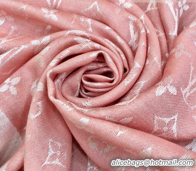 Super Quality Louis Vuitton LV Shine Monogram Shawl Scarf 142cm 8149 Light Pink 2022