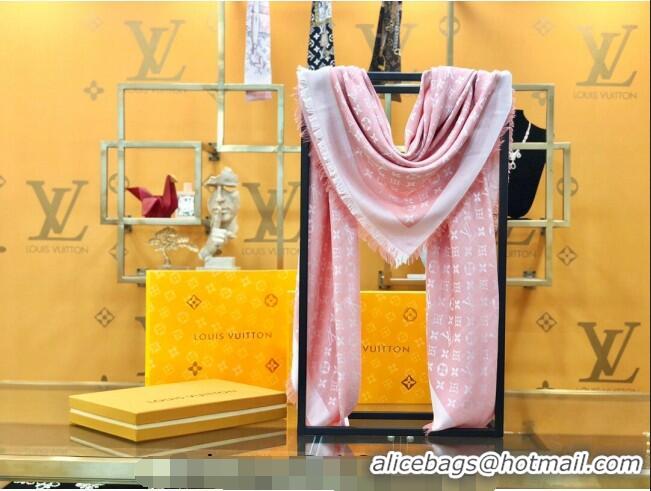 Super Quality Louis Vuitton LV Shine Monogram Shawl Scarf 142cm 8149 Light Pink 2022