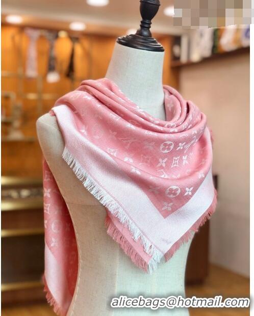 Super Quality Louis Vuitton LV Shine Monogram Shawl Scarf 142cm 8149 Light Pink 2022