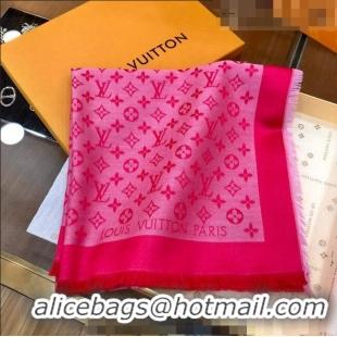 Shop Fashion Louis Vuitton LV Shine Monogram Shawl Scarf 142cm 8149 Dark Pink 2022