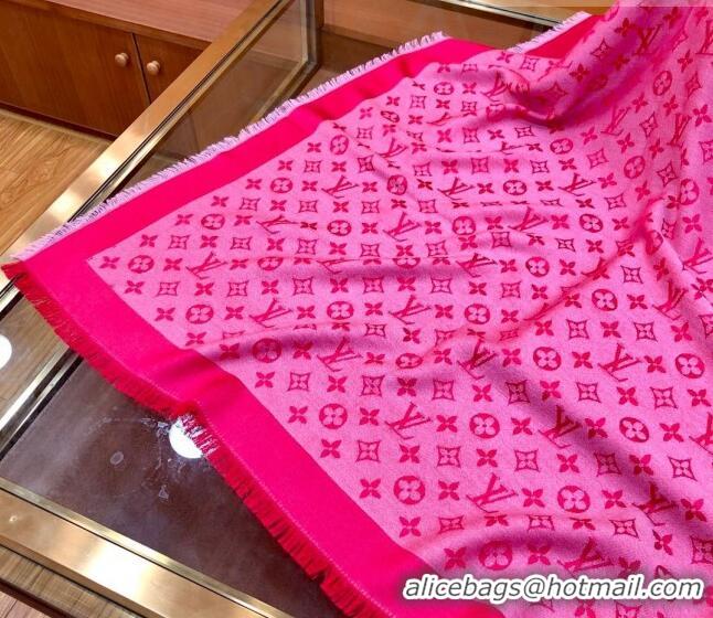 Shop Fashion Louis Vuitton LV Shine Monogram Shawl Scarf 142cm 8149 Dark Pink 2022