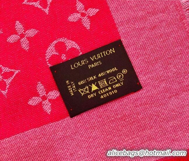 Shop Fashion Louis Vuitton LV Shine Monogram Shawl Scarf 142cm 8149 Dark Pink 2022