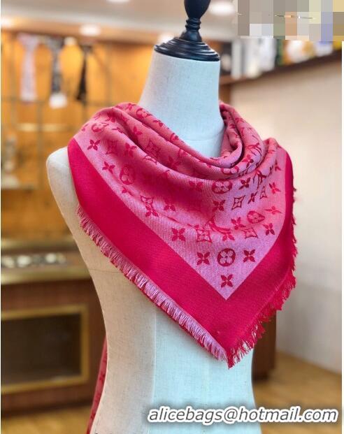 Shop Fashion Louis Vuitton LV Shine Monogram Shawl Scarf 142cm 8149 Dark Pink 2022