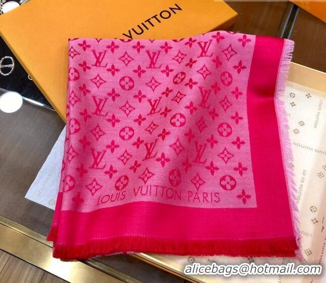 Shop Fashion Louis Vuitton LV Shine Monogram Shawl Scarf 142cm 8149 Dark Pink 2022