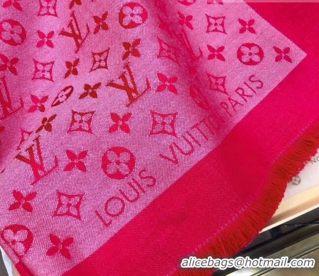 Shop Fashion Louis Vuitton LV Shine Monogram Shawl Scarf 142cm 8149 Dark Pink 2022