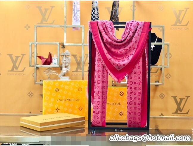 Shop Fashion Louis Vuitton LV Shine Monogram Shawl Scarf 142cm 8149 Dark Pink 2022