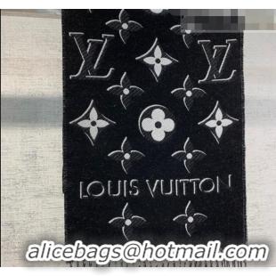 Famous Brand Louis Vuitton Monogram Wool Long Scarf 34x170cm 112214 Black 2022