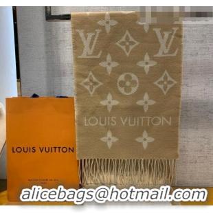 Inexpensive Louis Vuitton LV Essential Monogram Wool Long Scarf 34x180cm 12216 Light Brown 2022