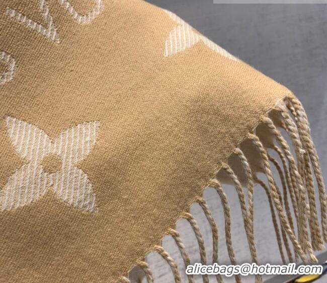 Inexpensive Louis Vuitton LV Essential Monogram Wool Long Scarf 34x180cm 12216 Light Brown 2022