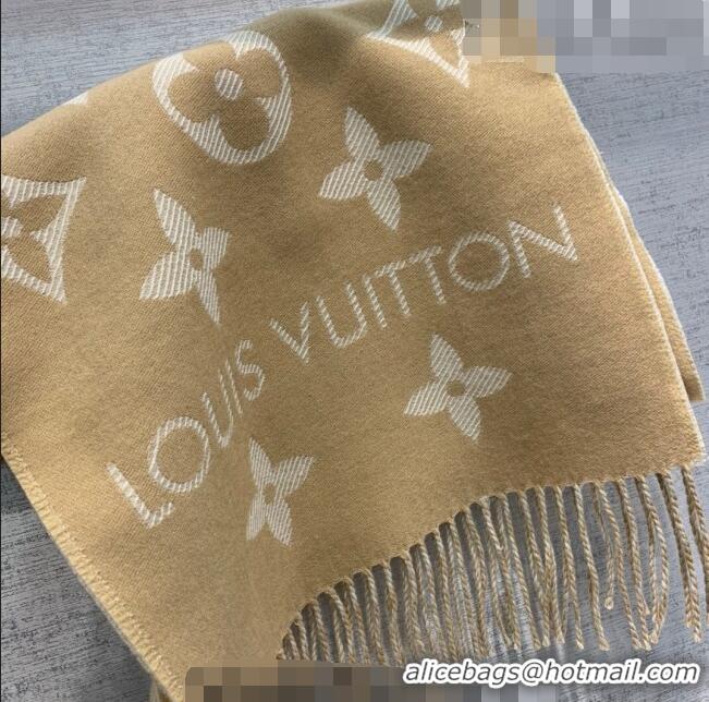 Inexpensive Louis Vuitton LV Essential Monogram Wool Long Scarf 34x180cm 12216 Light Brown 2022