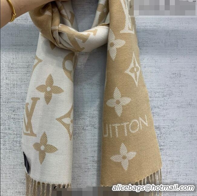 Inexpensive Louis Vuitton LV Essential Monogram Wool Long Scarf 34x180cm 12216 Light Brown 2022