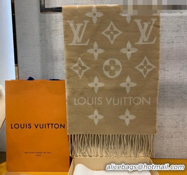 Inexpensive Louis Vuitton LV Essential Monogram Wool Long Scarf 34x180cm 12216 Light Brown 2022