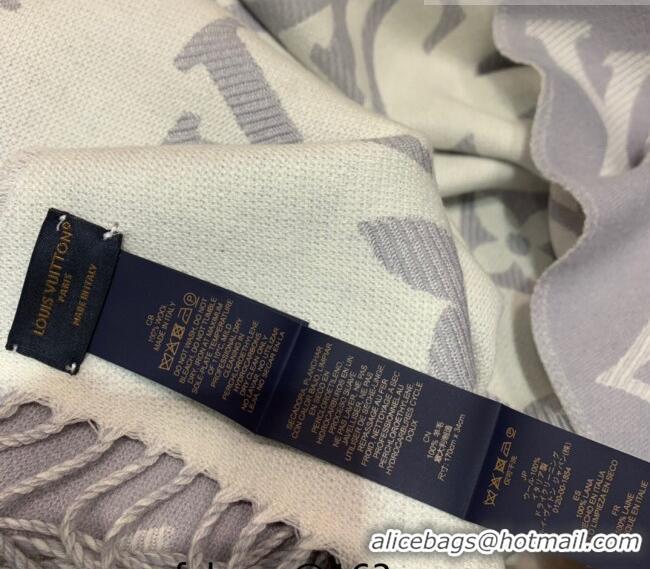 Good Taste Louis Vuitton LV Essential Monogram Wool Long Scarf 34x180cm 12216 Grey 2022