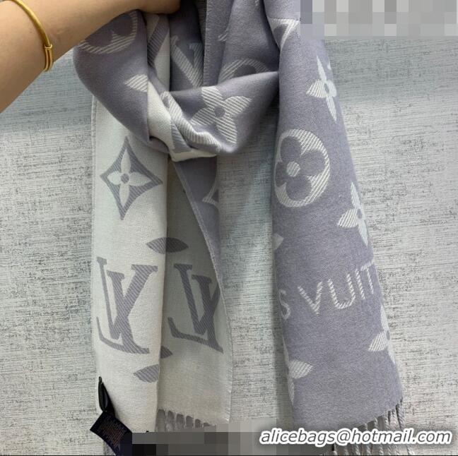 Good Taste Louis Vuitton LV Essential Monogram Wool Long Scarf 34x180cm 12216 Grey 2022