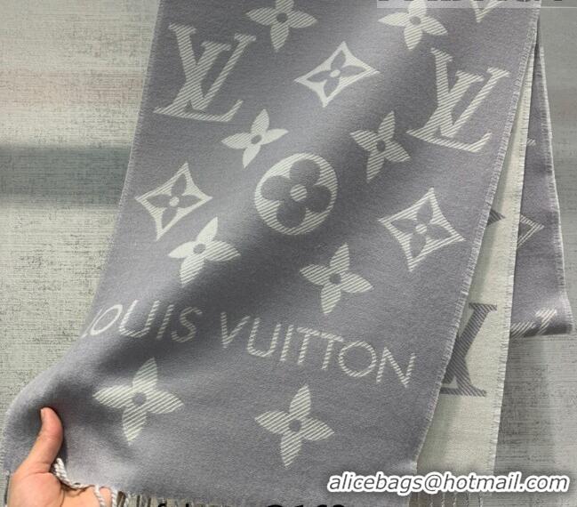 Good Taste Louis Vuitton LV Essential Monogram Wool Long Scarf 34x180cm 12216 Grey 2022