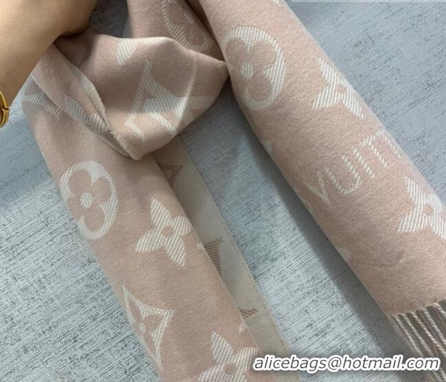 Famous Brand Louis Vuitton LV Essential Monogram Wool Long Scarf 34x180cm 12216 Pink 2022