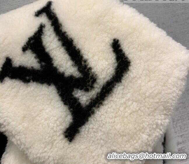 Low Price Louis Vuitton Shearling Long Scarf 14x105cm 12220 White/Black 2022