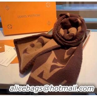 Pretty Style Louis Vuitton Monogram Cashmere Long Scarf 24x200cm 12322 Brown 2022