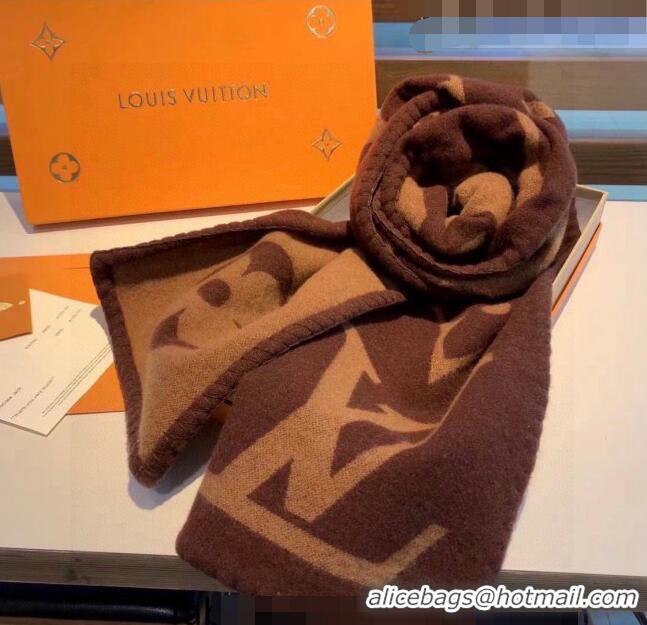 Pretty Style Louis Vuitton Monogram Cashmere Long Scarf 24x200cm 12322 Brown 2022