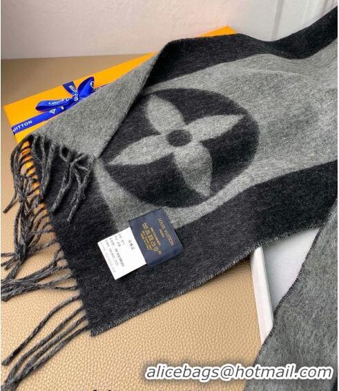 Traditional Specials Louis Vuitton Wool Cashmere Scarf 30x180cm 20728 Grey/Black 2022