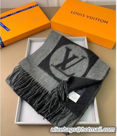 Traditional Specials Louis Vuitton Wool Cashmere Scarf 30x180cm 20728 Grey/Black 2022