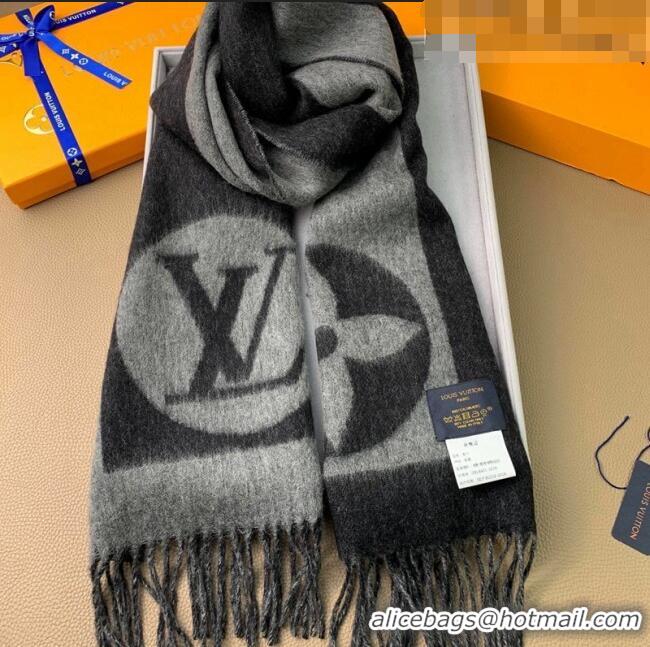 Traditional Specials Louis Vuitton Wool Cashmere Scarf 30x180cm 20728 Grey/Black 2022