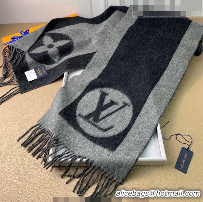 Traditional Specials Louis Vuitton Wool Cashmere Scarf 30x180cm 20728 Grey/Black 2022