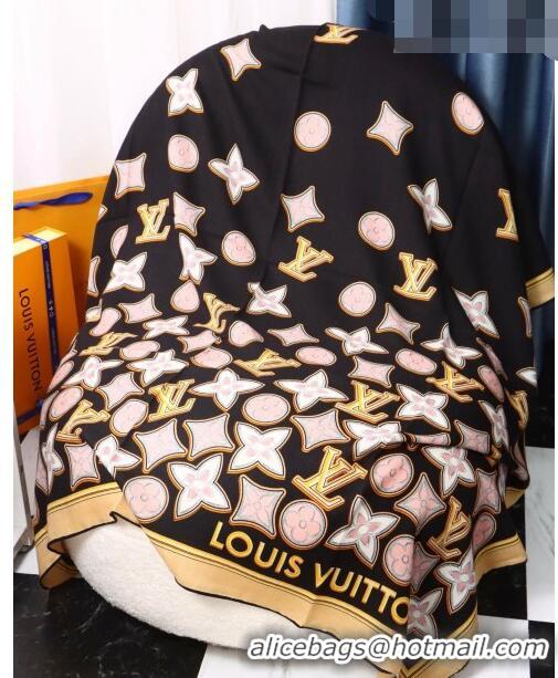 Famous Brand Louis Vuitton Monogram Cascade Shawl Scarf 140cm 20735 Black 2022