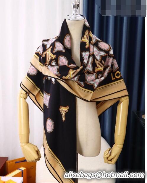 Famous Brand Louis Vuitton Monogram Cascade Shawl Scarf 140cm 20735 Black 2022