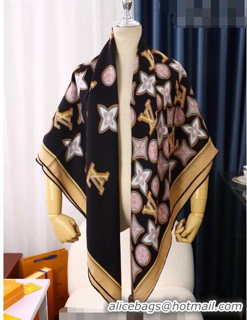 Famous Brand Louis Vuitton Monogram Cascade Shawl Scarf 140cm 20735 Black 2022