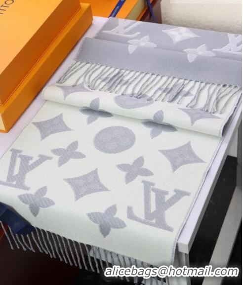 Well Crafted Louis Vuitton LV Essential Shine Monogram Wool Long Scarf 32x180cm 21546 Light Grey 2023