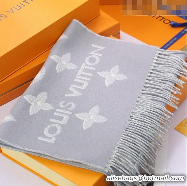 Well Crafted Louis Vuitton LV Essential Shine Monogram Wool Long Scarf 32x180cm 21546 Light Grey 2023