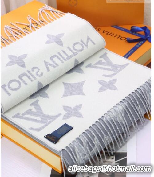 Well Crafted Louis Vuitton LV Essential Shine Monogram Wool Long Scarf 32x180cm 21546 Light Grey 2023