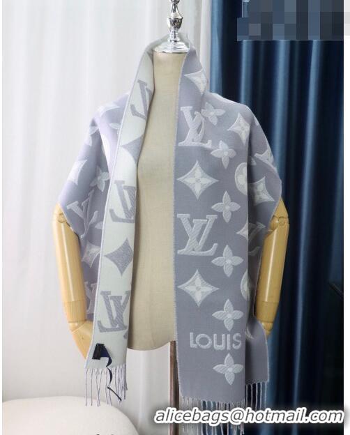 Well Crafted Louis Vuitton LV Essential Shine Monogram Wool Long Scarf 32x180cm 21546 Light Grey 2023