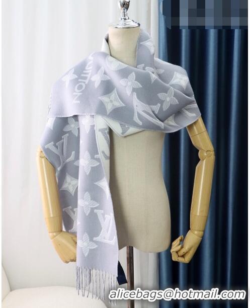 Well Crafted Louis Vuitton LV Essential Shine Monogram Wool Long Scarf 32x180cm 21546 Light Grey 2023