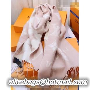 Low Cost Louis Vuitton LV Essential Shine Monogram Wool Long Scarf 32x180cm 21546 Light Pink 2023