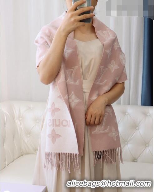 Low Cost Louis Vuitton LV Essential Shine Monogram Wool Long Scarf 32x180cm 21546 Light Pink 2023