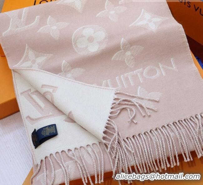 Low Cost Louis Vuitton LV Essential Shine Monogram Wool Long Scarf 32x180cm 21546 Light Pink 2023