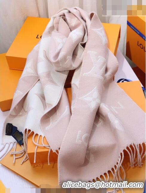 Low Cost Louis Vuitton LV Essential Shine Monogram Wool Long Scarf 32x180cm 21546 Light Pink 2023