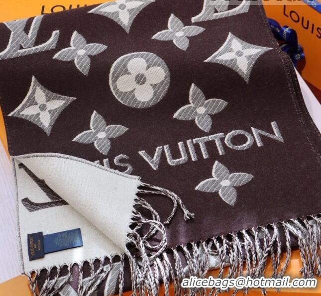 Top Quality Louis Vuitton LV Essential Shine Monogram Wool Long Scarf 32x180cm 21546 Brown 2023