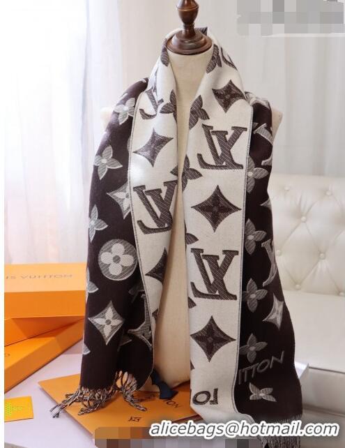 Top Quality Louis Vuitton LV Essential Shine Monogram Wool Long Scarf 32x180cm 21546 Brown 2023