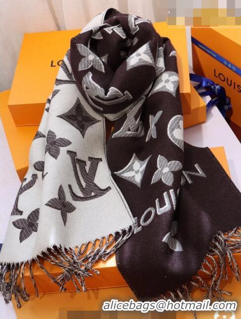 Top Quality Louis Vuitton LV Essential Shine Monogram Wool Long Scarf 32x180cm 21546 Brown 2023