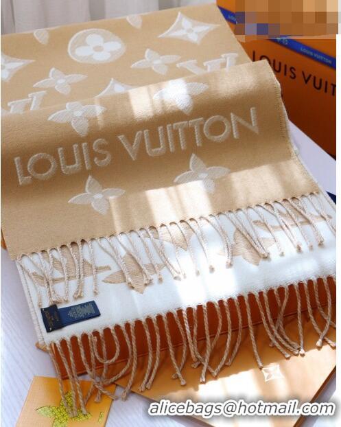 Cheapest Louis Vuitton LV Essential Shine Monogram Wool Long Scarf 32x180cm 21546 Apricot 2023