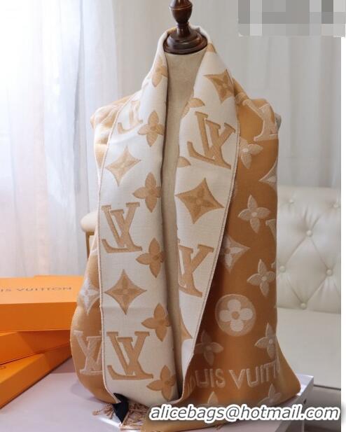 Cheapest Louis Vuitton LV Essential Shine Monogram Wool Long Scarf 32x180cm 21546 Apricot 2023