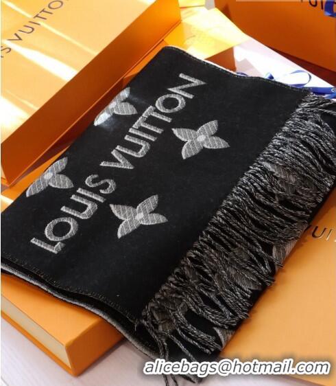 Promotional Louis Vuitton LV Essential Shine Monogram Wool Long Scarf 32x180cm 21546 Black 2023