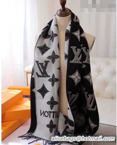 Promotional Louis Vuitton LV Essential Shine Monogram Wool Long Scarf 32x180cm 21546 Black 2023