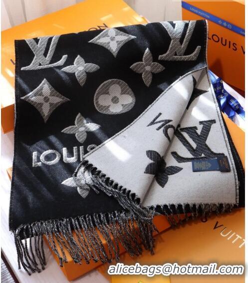 Promotional Louis Vuitton LV Essential Shine Monogram Wool Long Scarf 32x180cm 21546 Black 2023